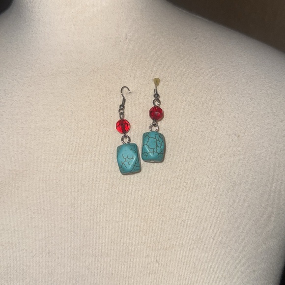 Branch Coral Crystal Faux Turquoise Multistrand Handmade Statement Necklace Set - Picture 13 of 14